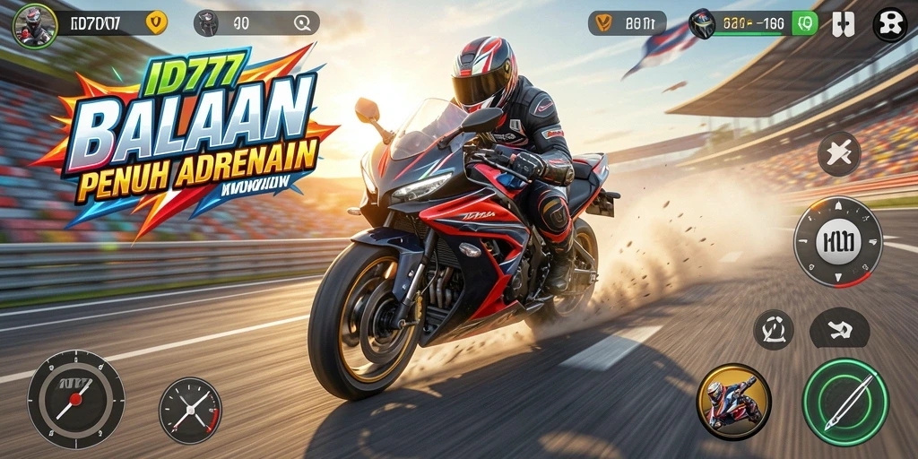 Tampilan seru gameplay balapan motor di ID777.