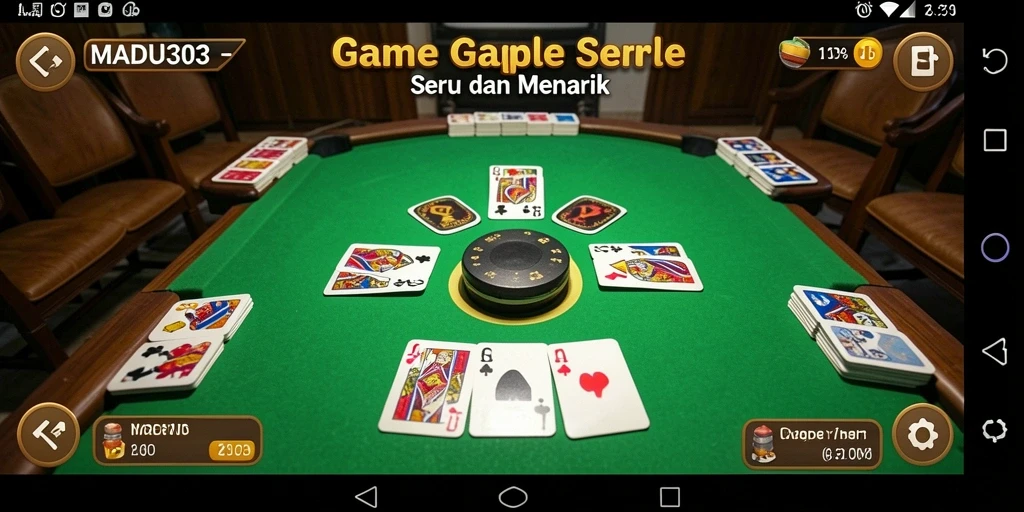 Screenshot gameplay MADU303 menampilkan aksi seru di meja Gaple.