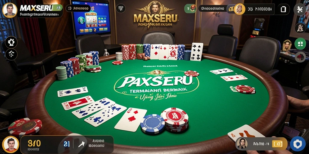 Screenshot gameplay MAXSERU yang menampilkan suasana permainan poker yang seru.