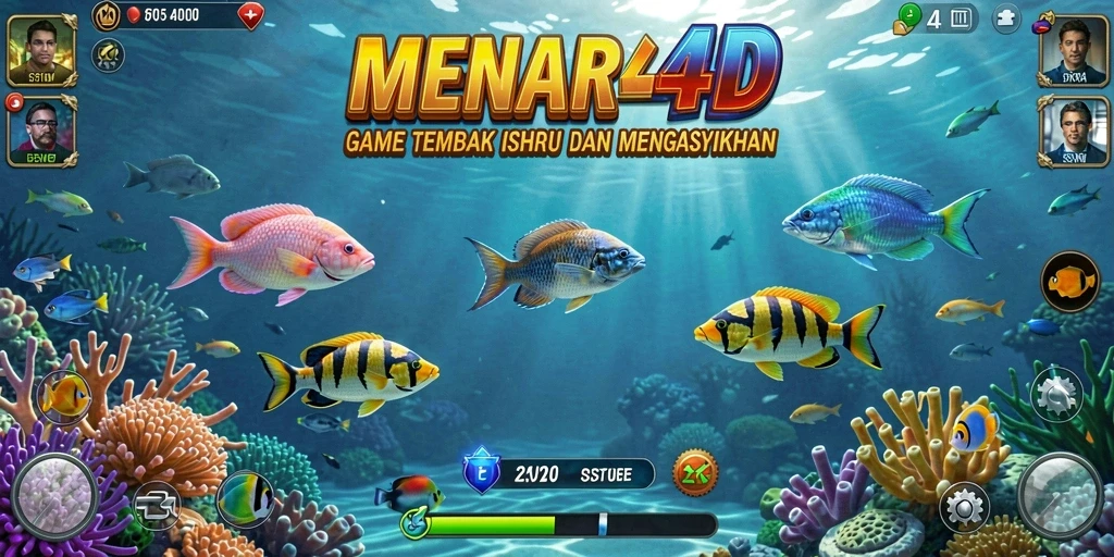 Tampilan layar game MENARA4D yang seru dalam menembak ikan.
