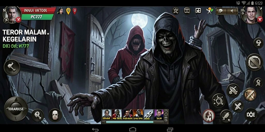 Screenshot gameplay PC777 yang menakutkan dengan suasana kelam dan mencekam.
