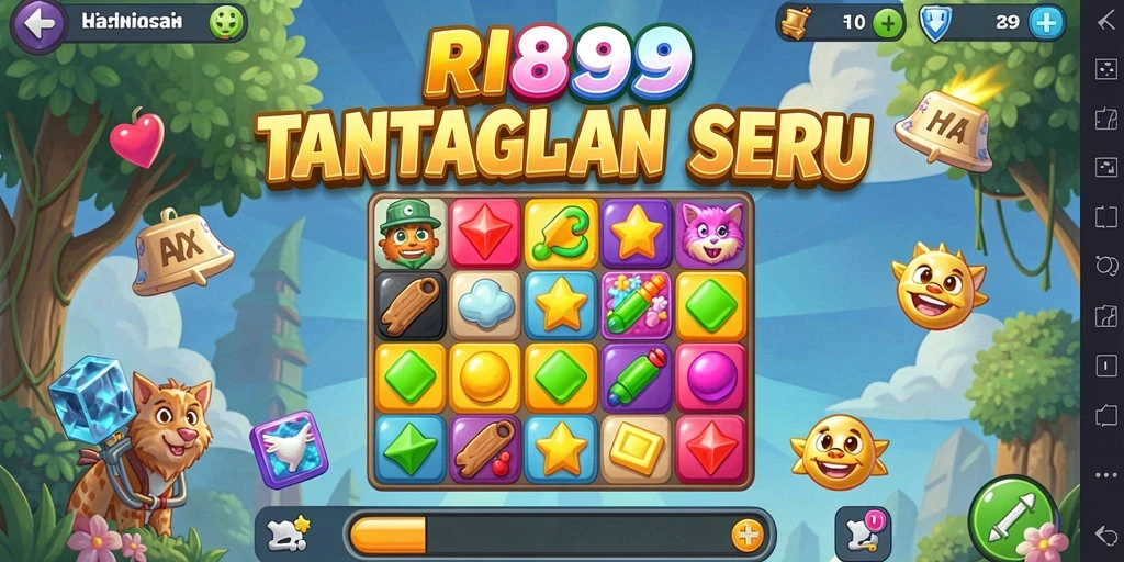 Tangkapan layar RI889 menunjukkan aksi seru permainan Match-3.