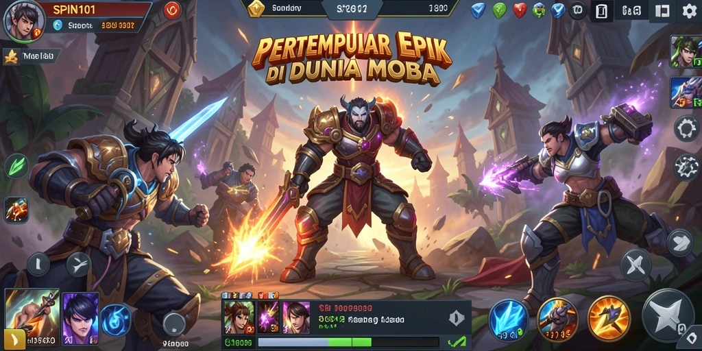 Tangkapan layar gameplay SPIN101 yang menampilkan aksi pertempuran tim.
