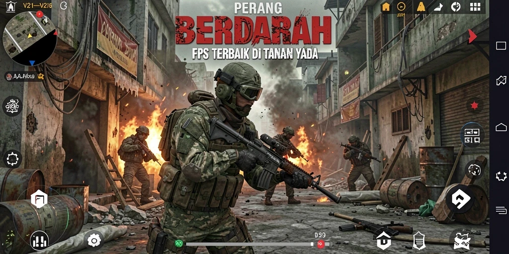 Tampilan gameplay V21 yang intens dan menegangkan.